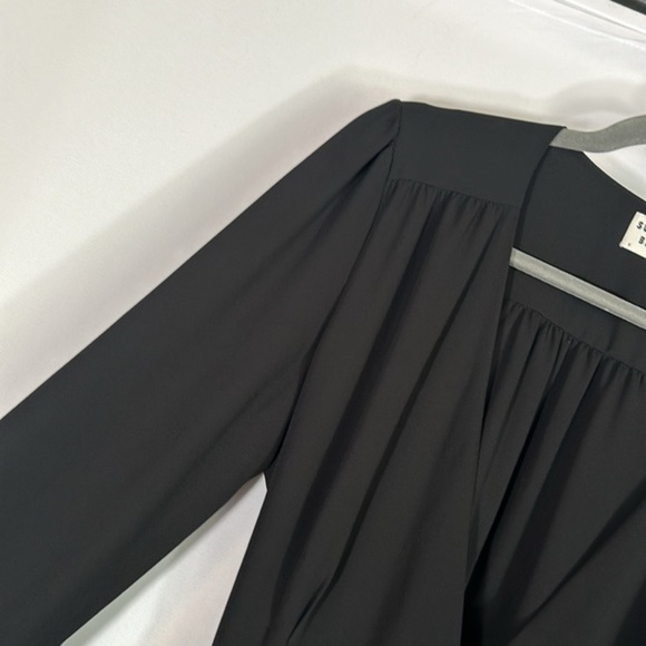 Sunday Best Black Chiffon Long Sleeve Front Wrap Dress Size 6 - Picture 2 of 10